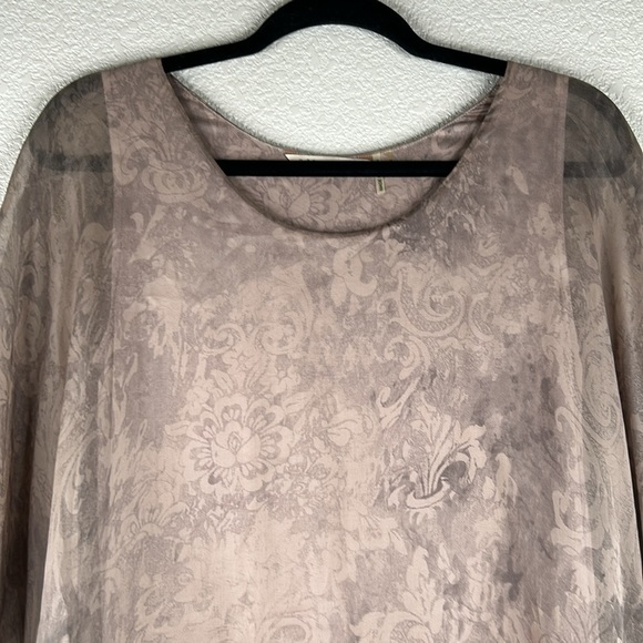 Soft Surroundings Gray Sheer Floral Flowy Top Size XS - Picture 2 of 7